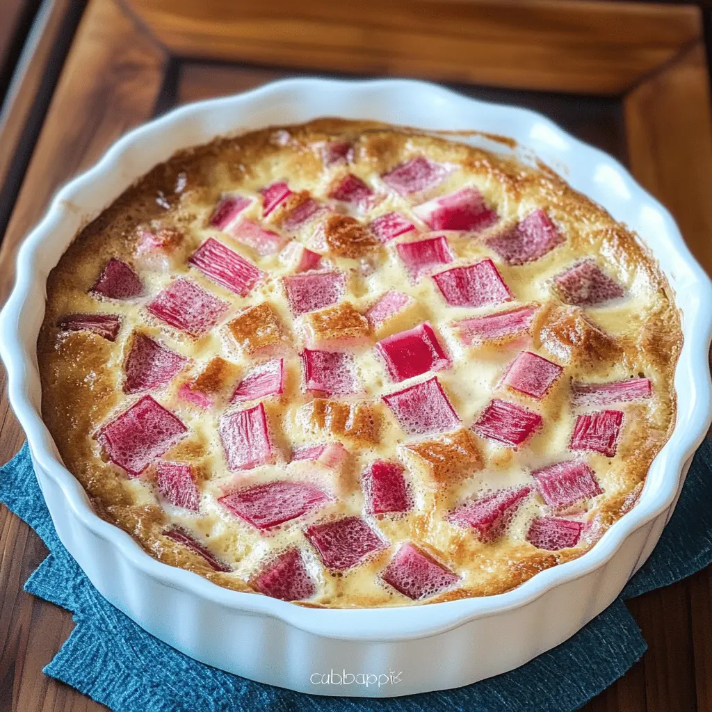This Easy Rhubarb Clafoutis is a delightful twist on the classic dessert, featuring tender rhubarb nestled in a fluffy egg custard. It's simple to make and perfect for a sweet treat any time of the day. Save this recipe for a cozy brunch or a charming dessert that will impress your guests! Enjoy the burst of tart flavor with every bite!