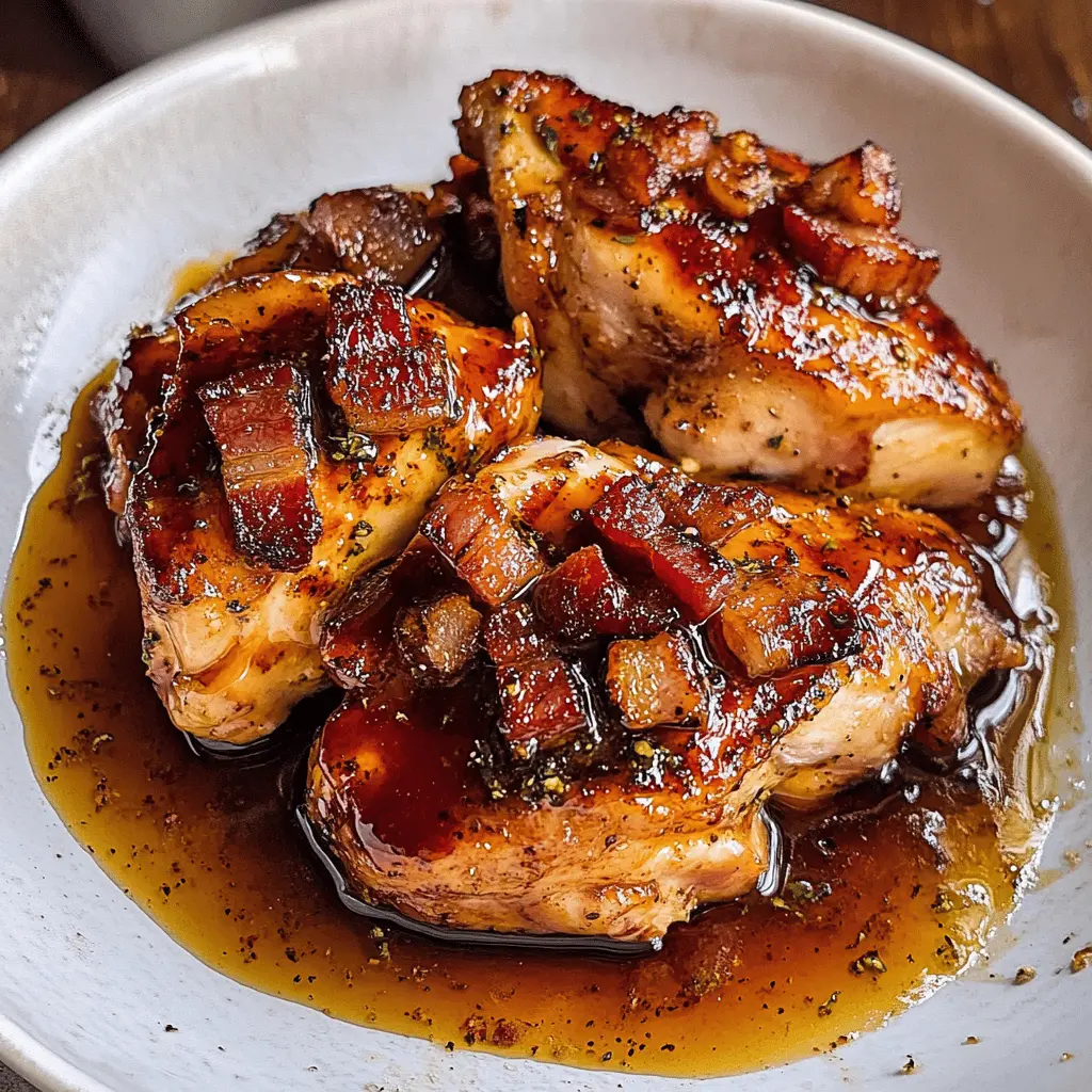 Fire up your grill for this mouthwatering Grilled Chicken with Spicy Honey Bacon Glaze! Juicy chicken marinated to perfection, topped with a sweet and spicy glaze featuring crispy bacon. Perfect for summer barbecues or a cozy weeknight dinner. Save this recipe for a flavorful meal your family will love!
