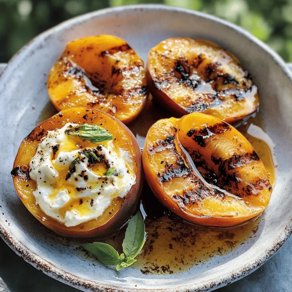 Sweet, juicy grilled peaches drizzled with honey and topped with creamy mascarpone create a delightful summer treat! Perfect for barbecues or as a light dessert, this easy recipe highlights the fresh flavors of ripe peaches. Save this pin to bring a touch of warmth to your next gathering with this deliciously simple dish!