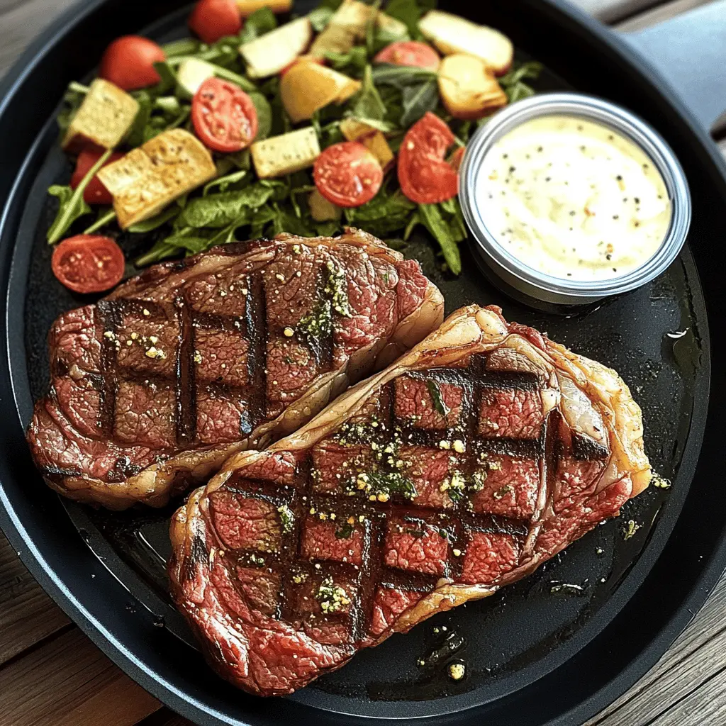 Treat your taste buds to this mouthwatering Slow Roasted Rib Eye Steak served with seasonal veggies and a delightful Grilled Caesar Salad. Perfectly seasoned and cooked to juicy perfection, this dish elevates any dinner occasion. Save this pin for an impressive meal that will wow your guests at your next gathering!