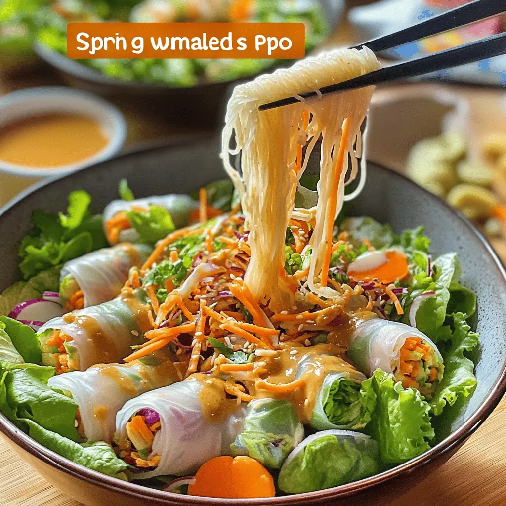 Enjoy a fresh twist on a classic with this Spring Roll Salad topped with creamy peanut dressing! Packed with vibrant veggies, crunchy herbs, and a flavorful sauce, this dish is perfect for a light lunch or a refreshing dinner. It's a great way to enjoy the taste of spring any time of year. Save this recipe for your next meal prep or summer picnic!