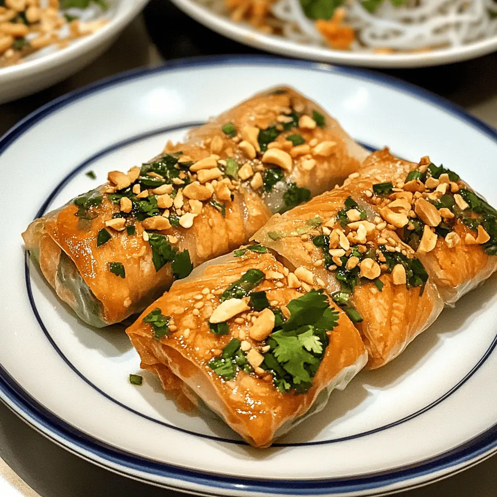 These Vietnamese Baked Salmon Spring Rolls bring a fresh twist to a classic dish! Enjoy the combination of tender salmon, crisp veggies, and aromatic herbs all wrapped in rice paper. Perfect as a healthy appetizer or light meal. Don’t forget to save this recipe for your next gathering or cozy night in!
