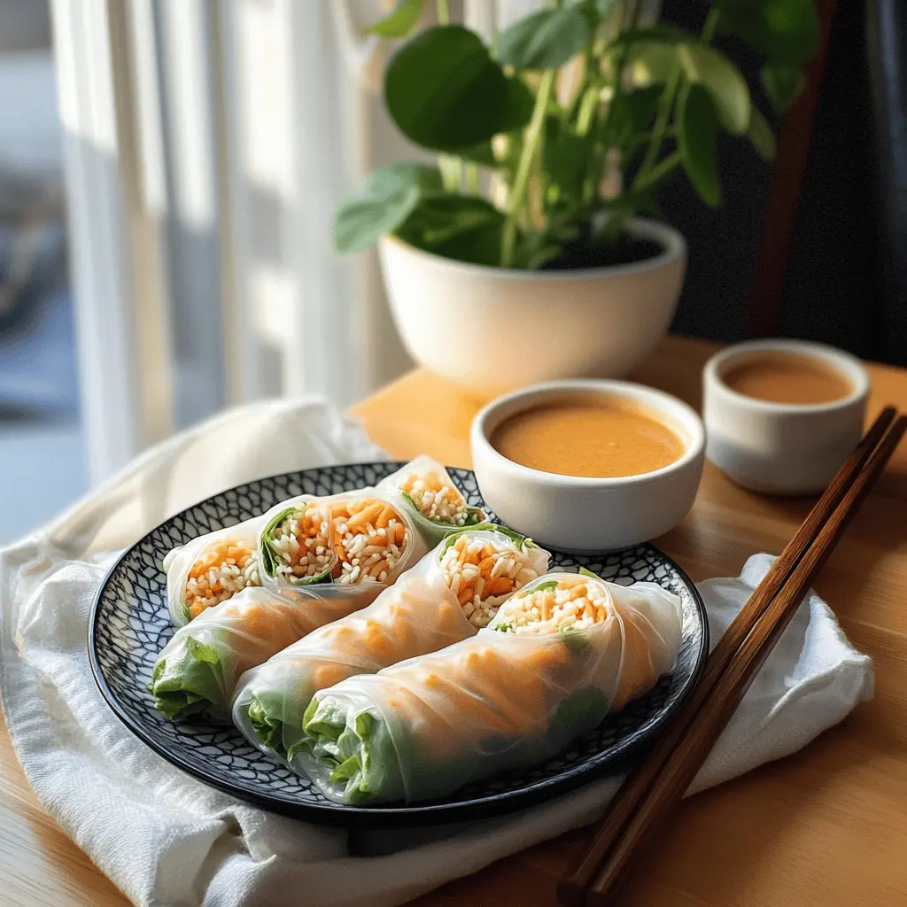 Enjoy the fresh flavors of homemade Vietnamese Spring Rolls paired with a creamy peanut sauce! These delightful rolls are packed with colorful veggies, aromatic herbs, and protein of your choice, making them a healthy and vibrant option for any meal. Perfect for gatherings or a light dinner. Save this recipe to impress your friends and family at your next get-together!