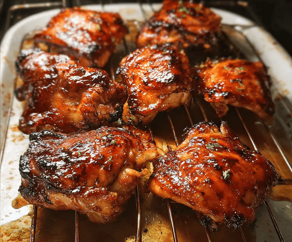 Easy Caramelized BBQ Chicken Thighs Oven Recipe