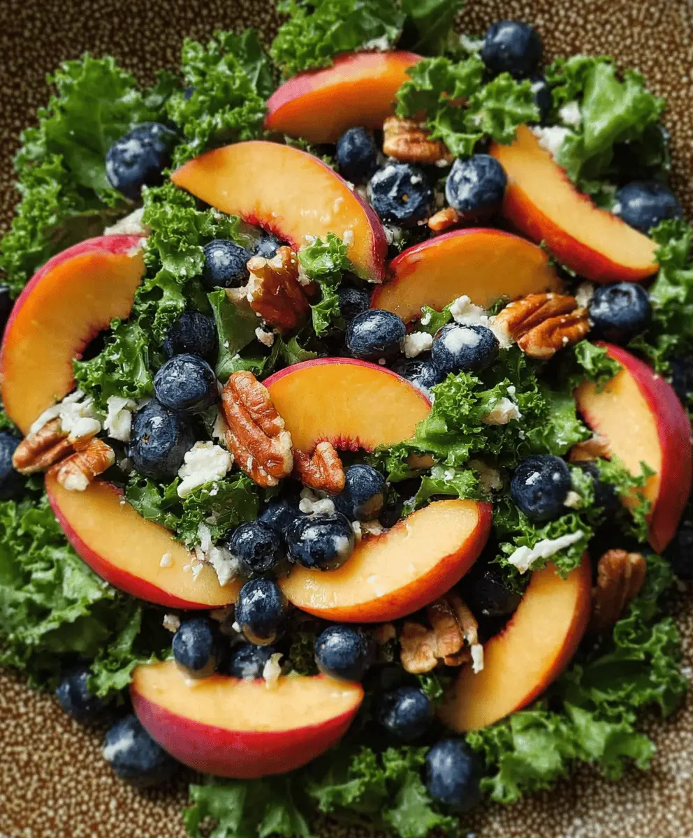 Fresh Summer Peach and Blueberry Kale Salad Recipe
