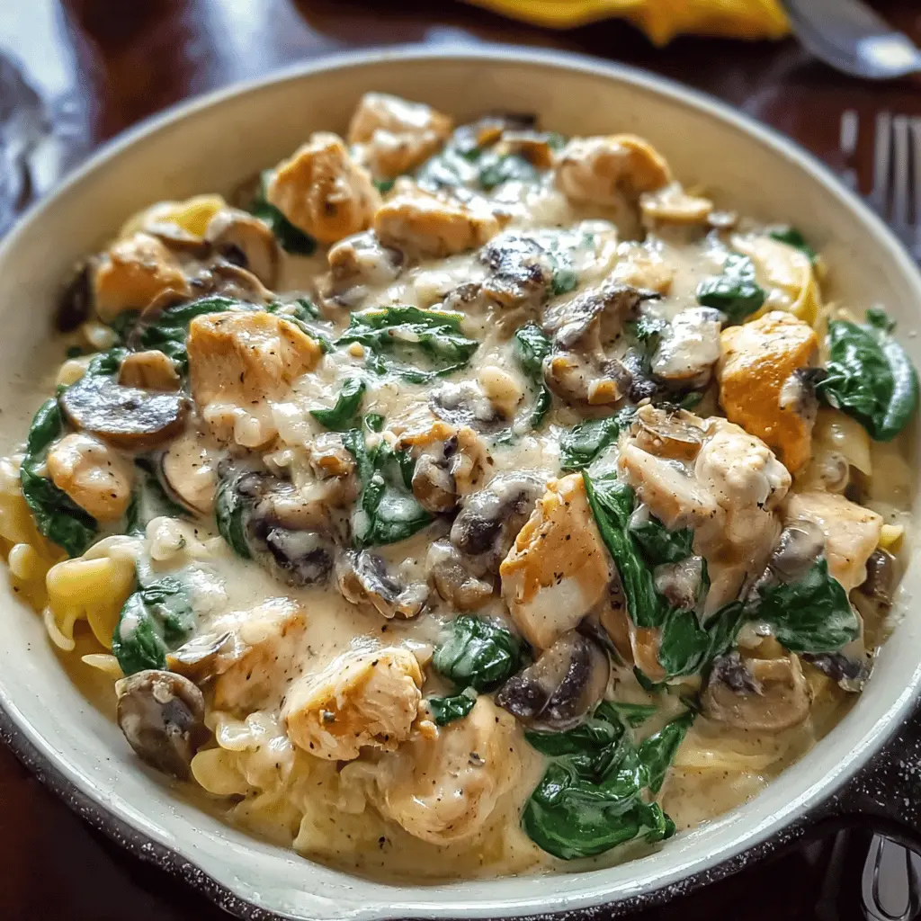 Easy Chicken Alfredo with Spinach and Mushrooms