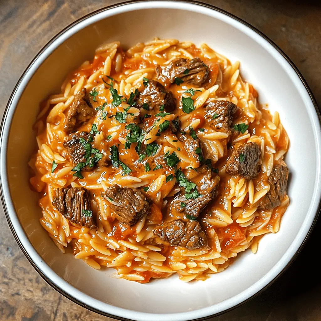 Creamy Tomato Beef Orzo Dinner Recipe