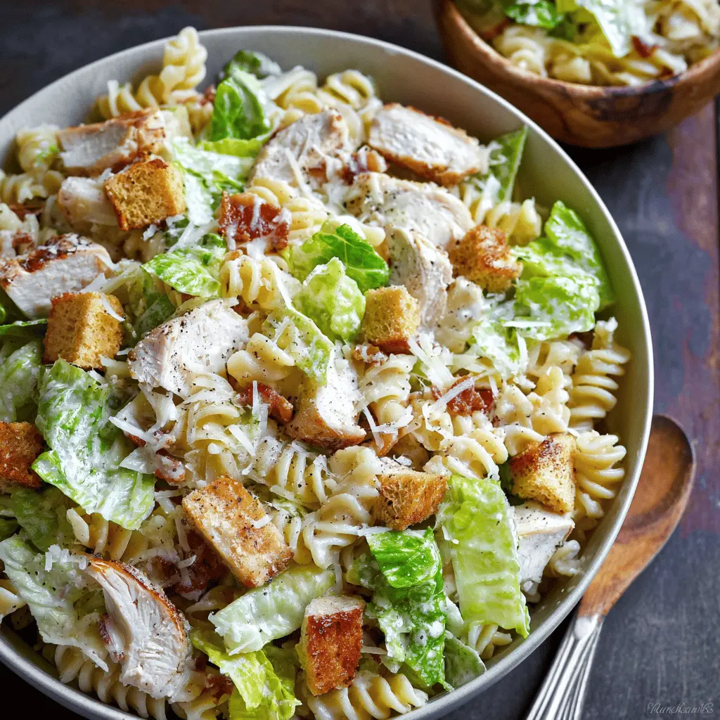 Easy Chicken Caesar Pasta Salad Recipe