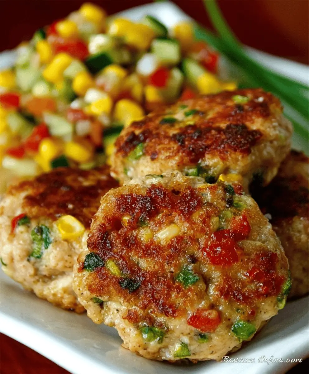 Healthy Chicken Burgers with Fresh Corn and Zucchini Relish