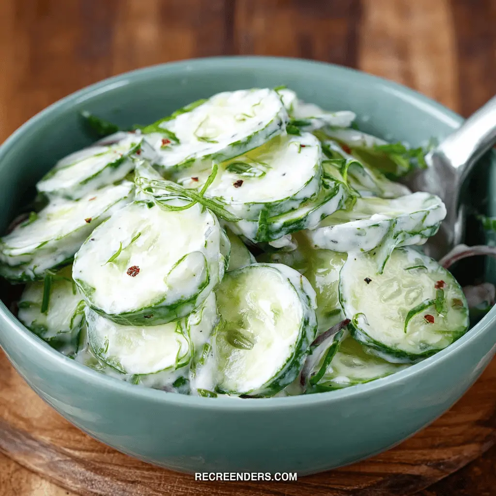 Easy Creamy Cucumber Salad Recipe