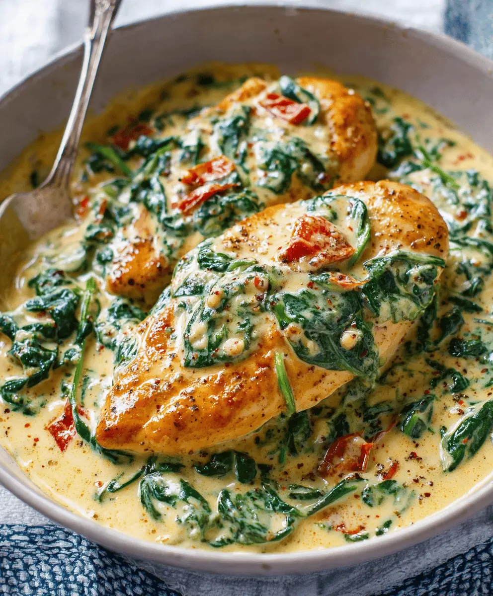 Creamy Spinach Parmesan Chicken Breast Recipe