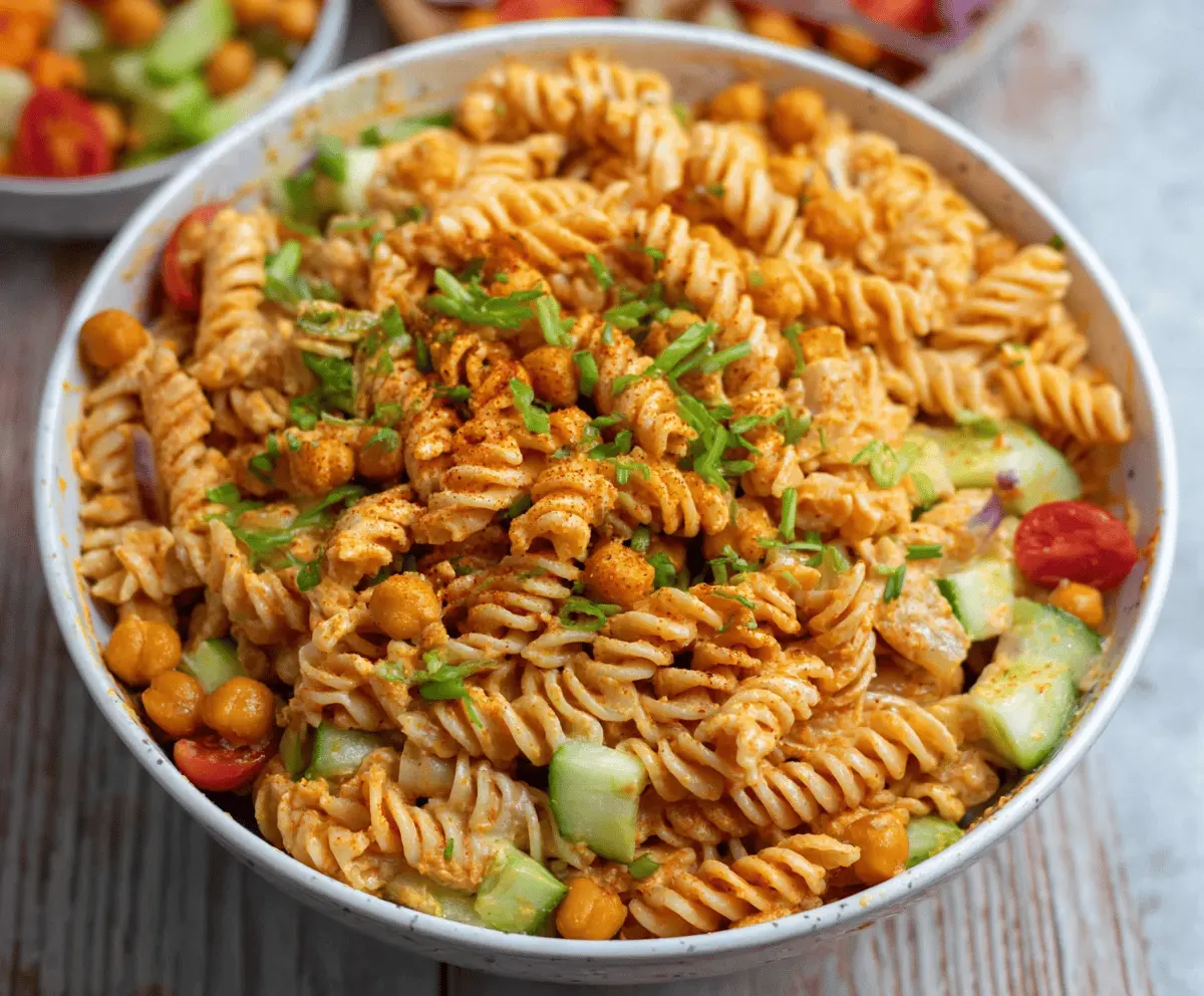Easy Buffalo Chickpea Pasta Salad Recipe