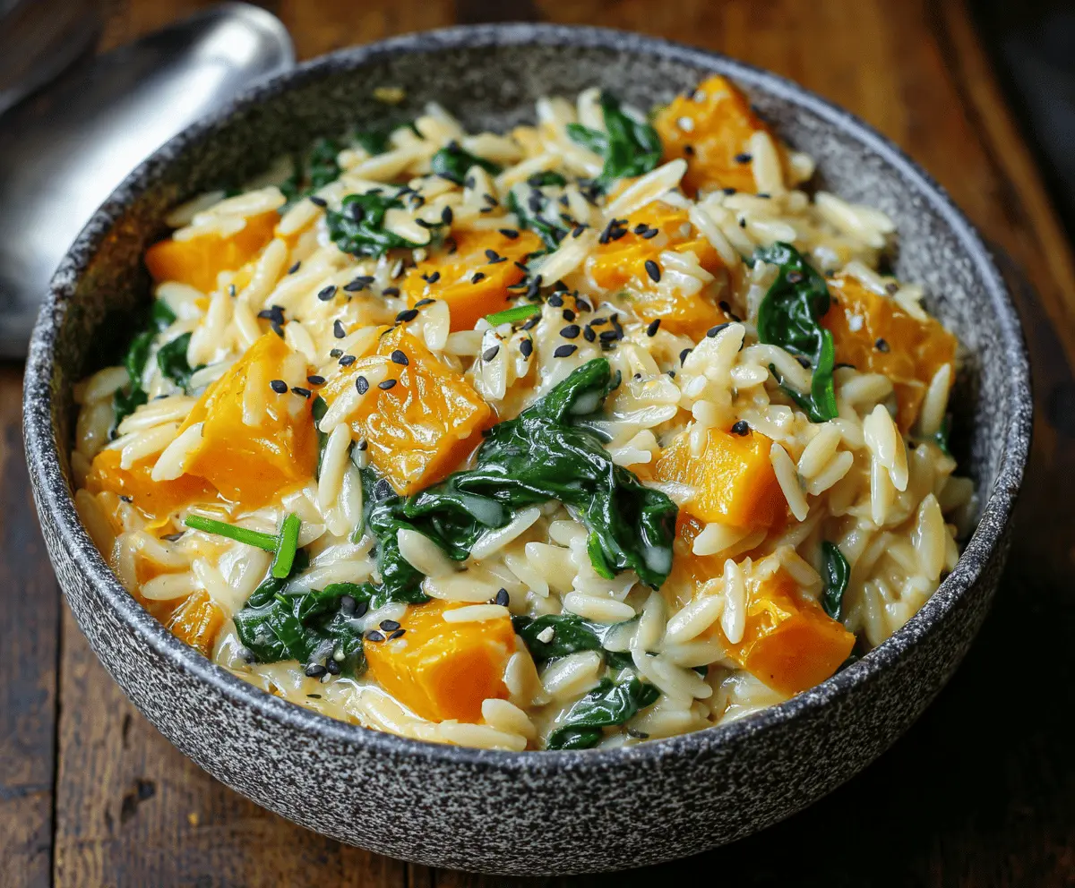 Creamy Butternut Squash Orzo with Spinach