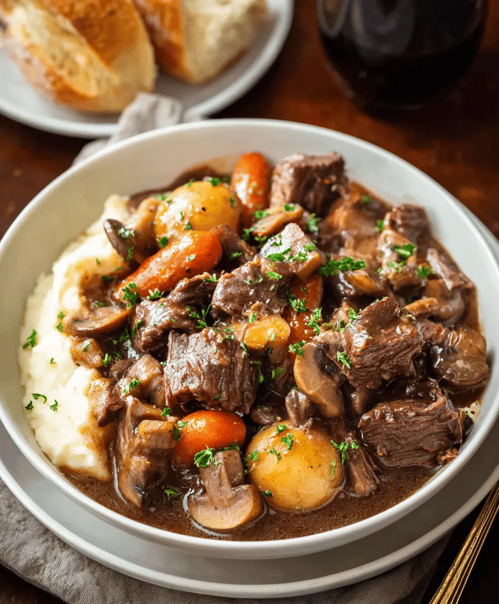 Easy Crockpot Beef Bourguignon Recipe