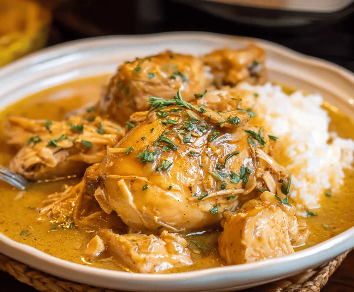 Easy Crockpot Chicken and Creamy Gravy Recipe