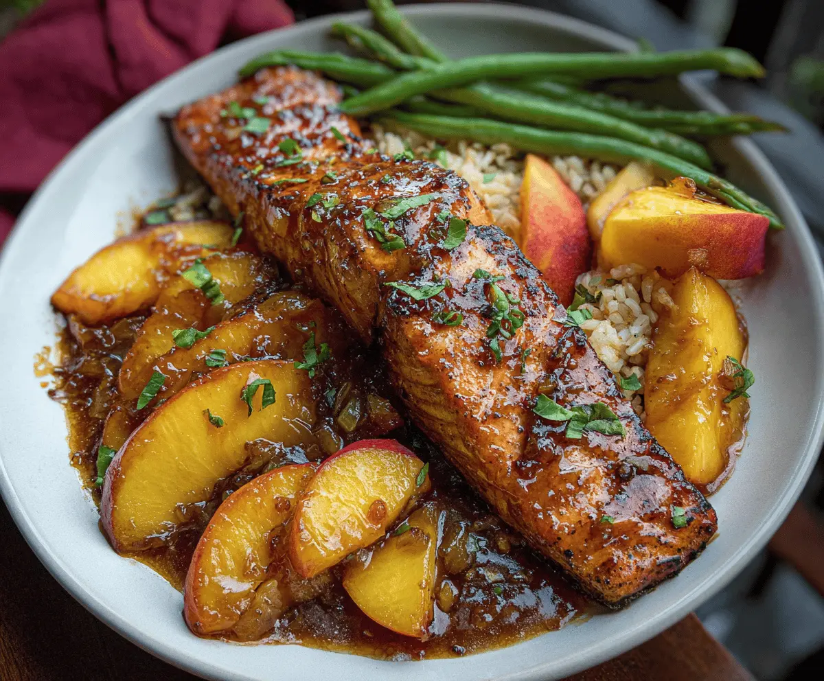 Easy Bourbon Peach Glazed Salmon Recipe