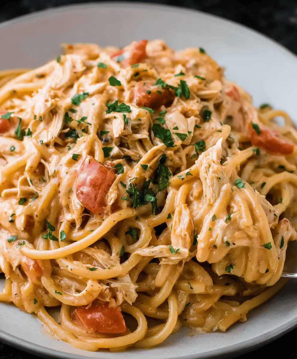 Easy Creamy Crockpot Chicken Spaghetti Recipe