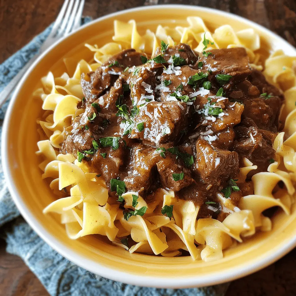 Easy Crockpot Beef Tips with Noodles Recipe