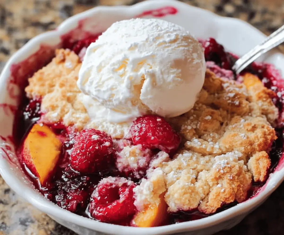 Easy Homemade Raspberry Peach Cobbler Recipe