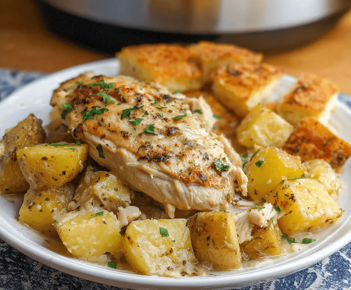 Easy Crockpot Garlic Parmesan Chicken and Potatoes