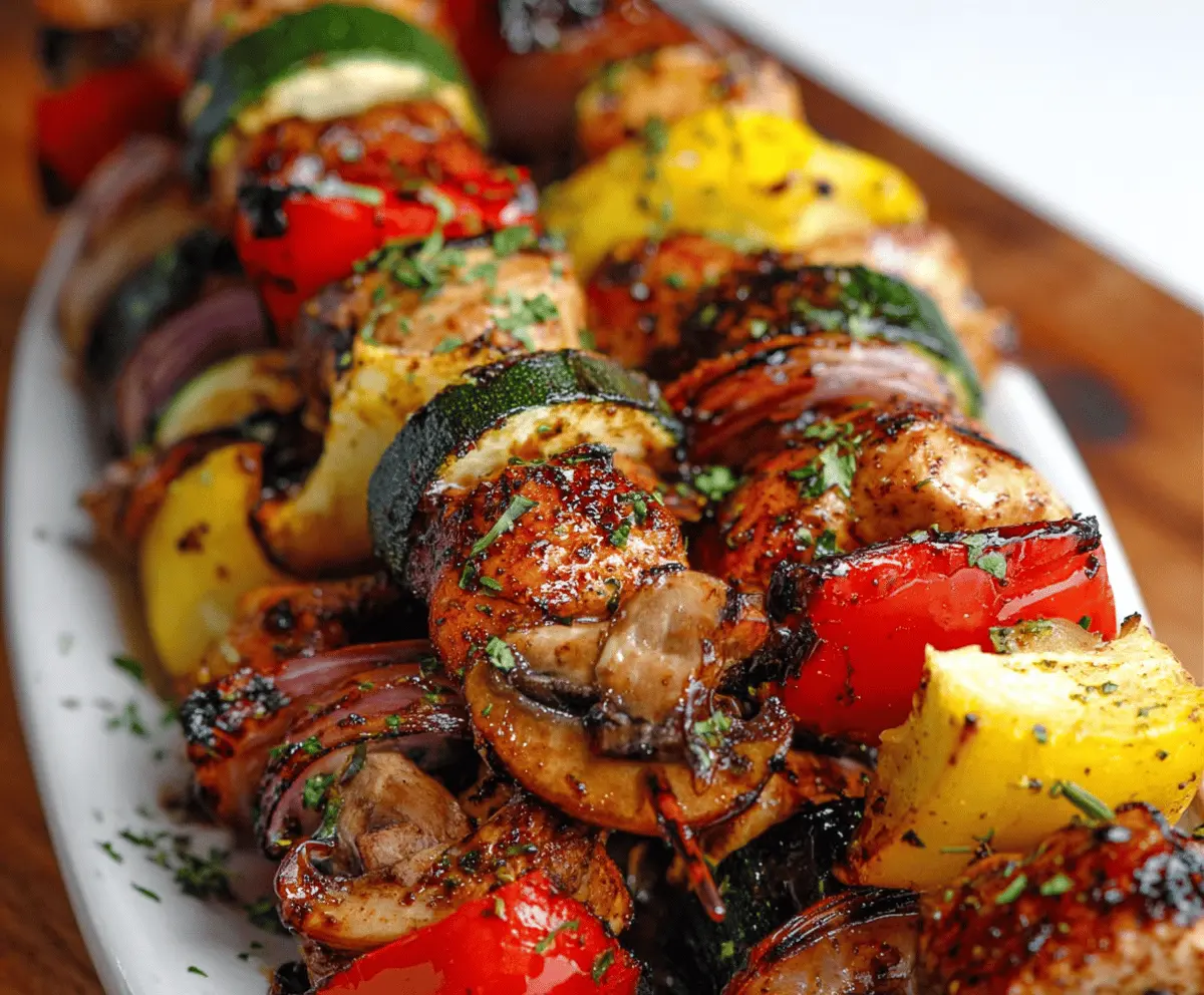 Easy Balsamic Chicken and Veggie Kabobs