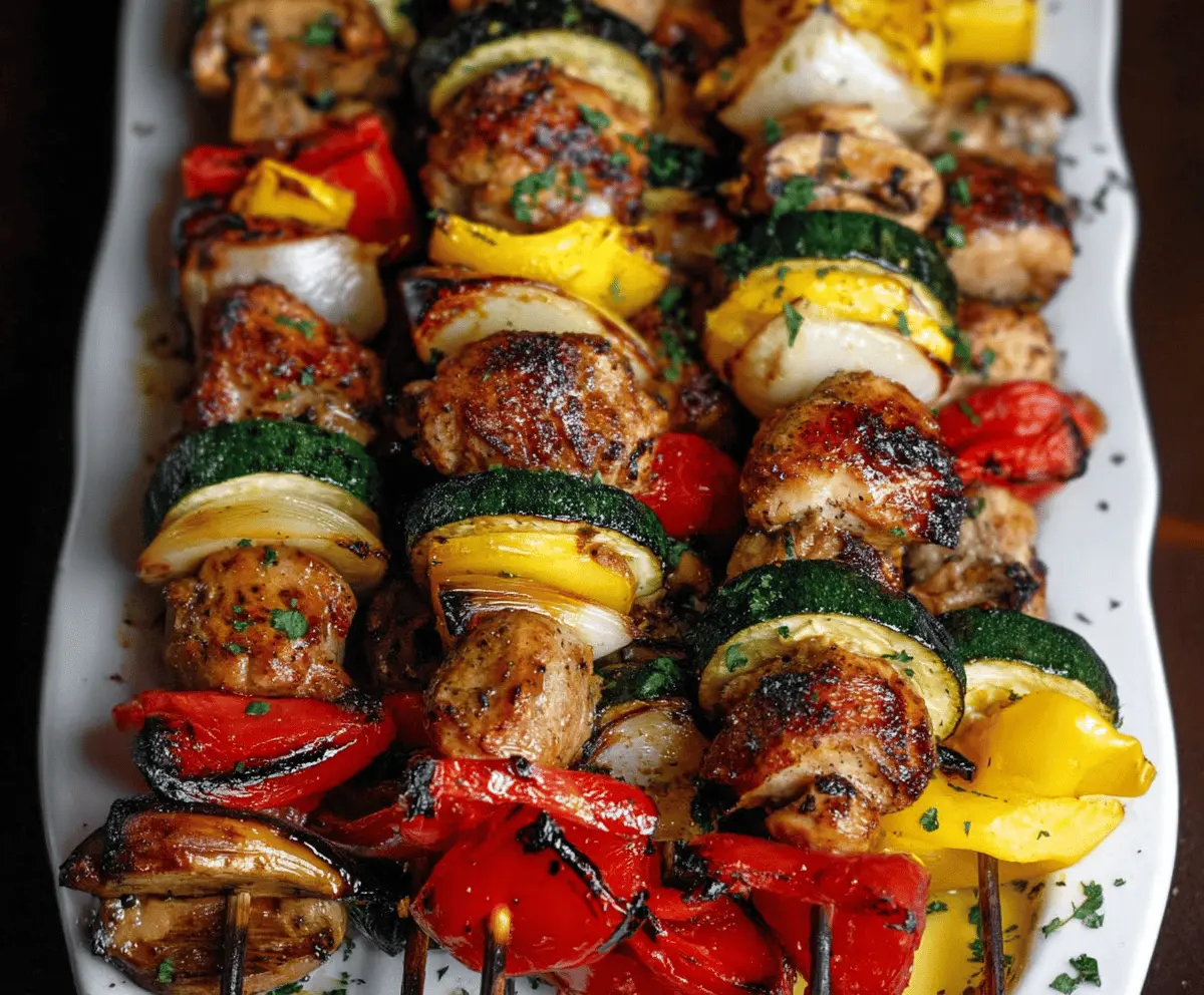 Easy Balsamic Chicken and Veggie Kabobs