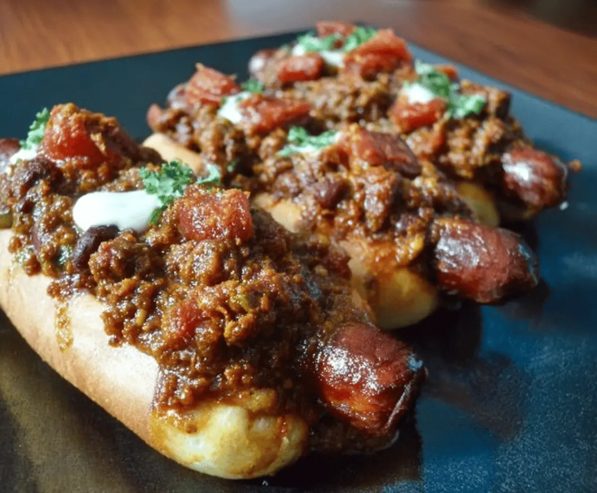 Bacon Wrapped Chili Dogs