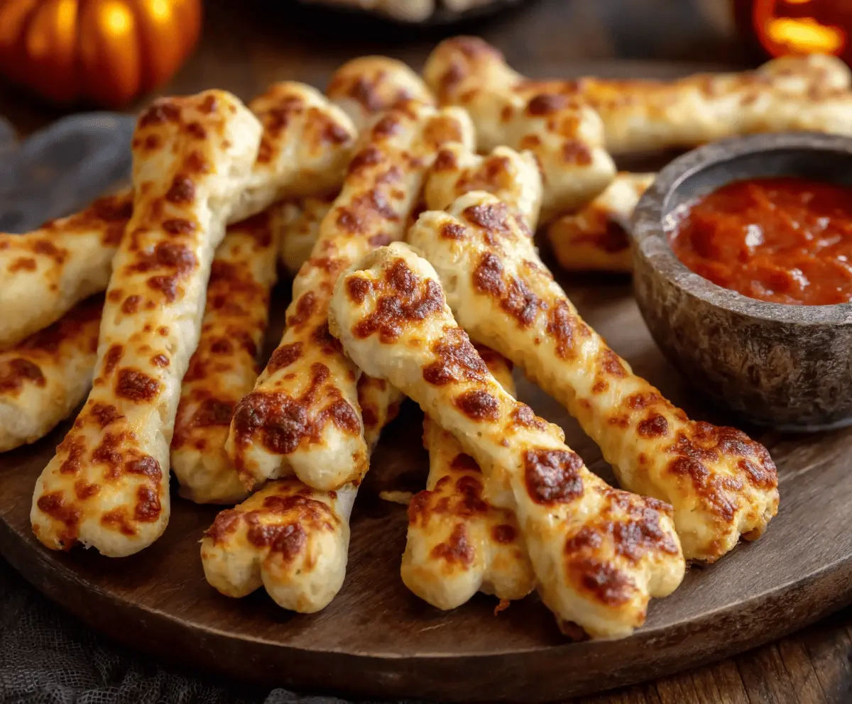 Cheesy Halloween Breadstick Bones