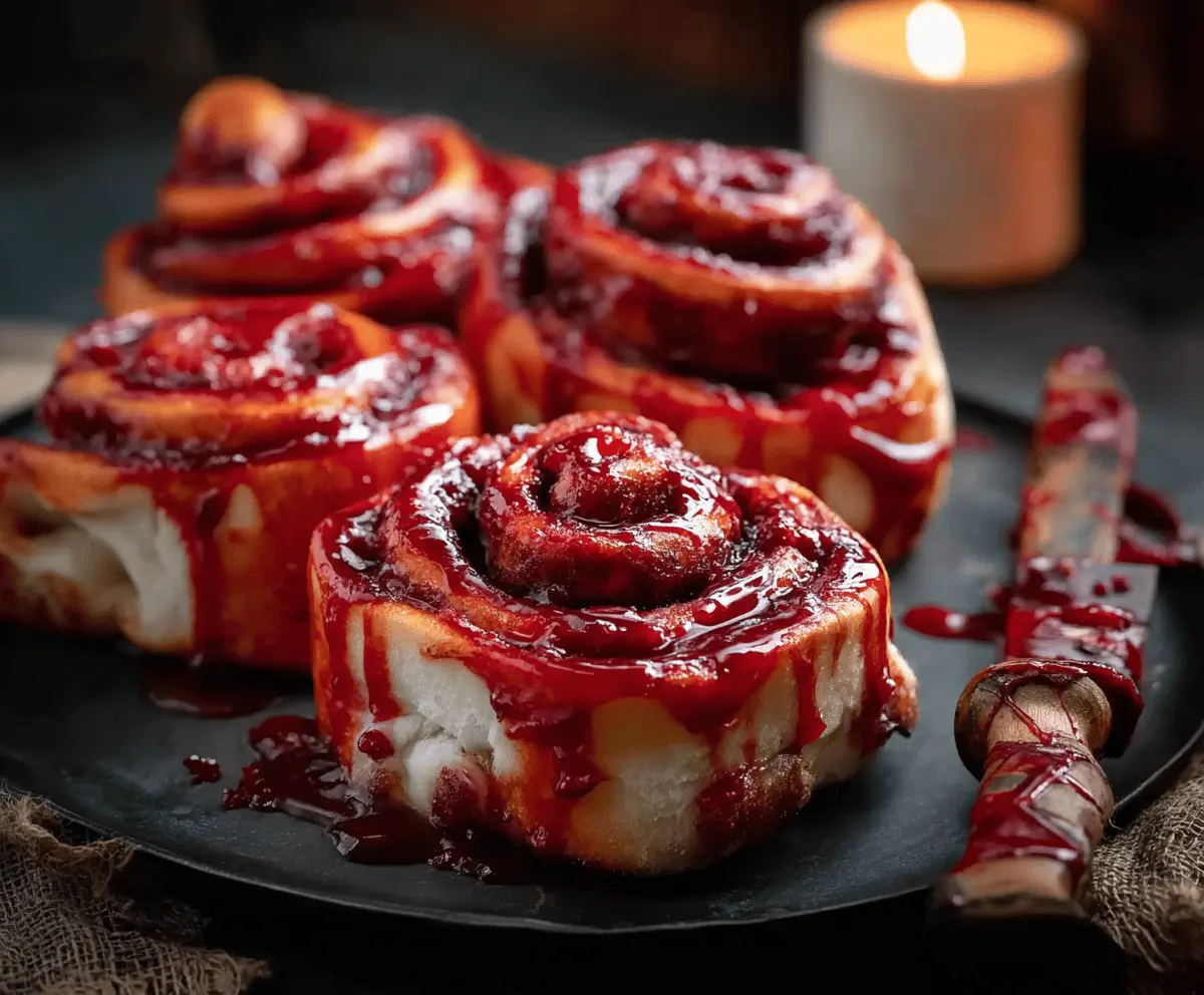 Halloween Bloody Cinnamon Rolls