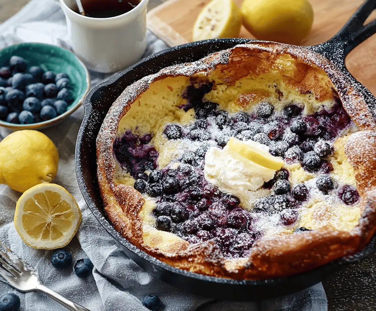 Lemon Blueberry Dutch Baby for Six