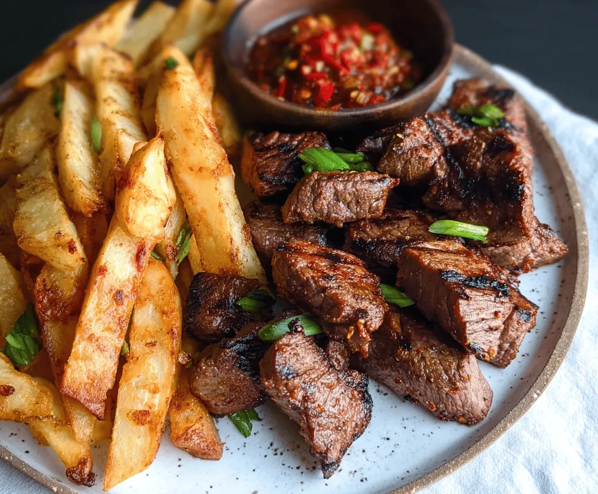 Chili Garlic Steak Bites with Jicama Fries