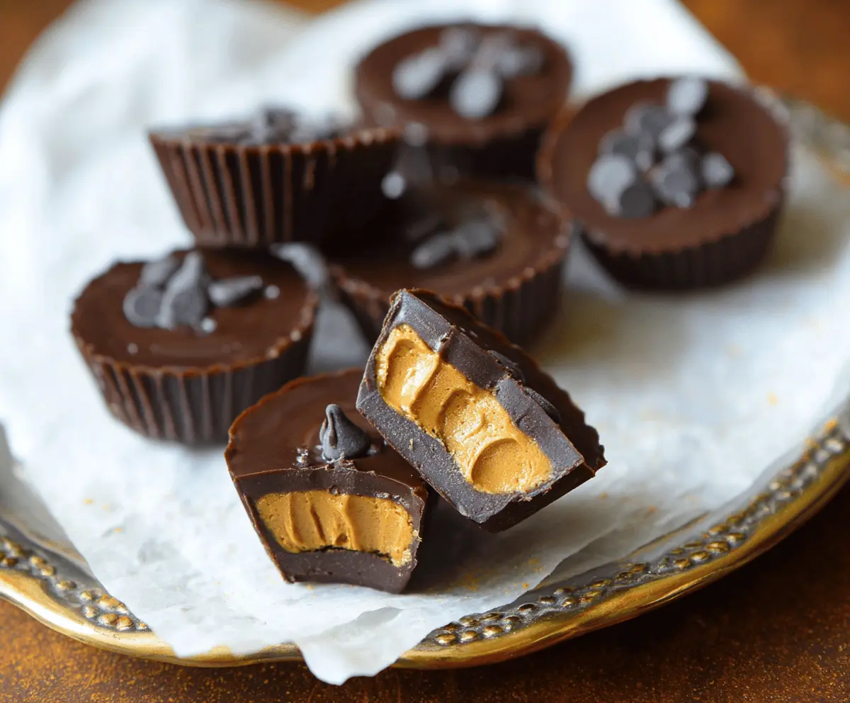 Dairy-free chocolate pumpkin butter cups topped with creamy pumpkin filling and smooth chocolate coating