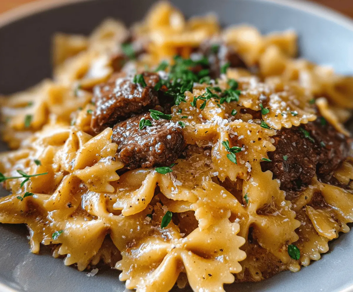 Garlic Butter Bowtie Pasta with Beef Perfection