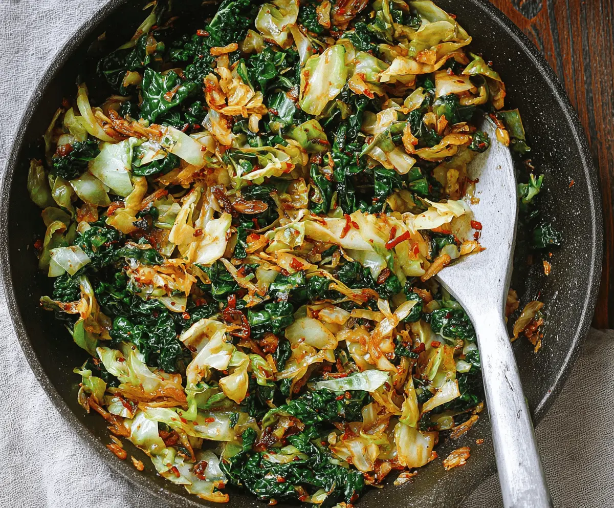 Garlic Sautéed Cabbage Kale Skillet