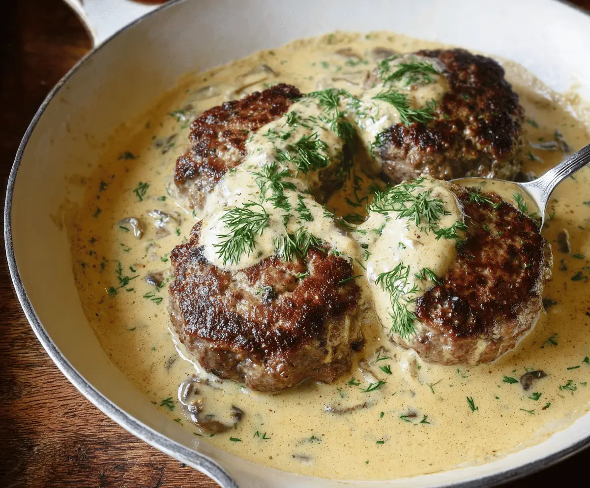 Hamburger Steaks in Dill Cream Sauce