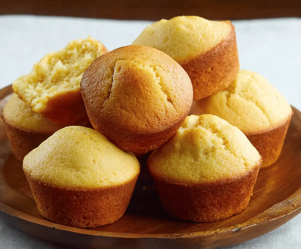 Delicious homemade basic corn muffins on a rustic plate, perfect for breakfast or snack.
