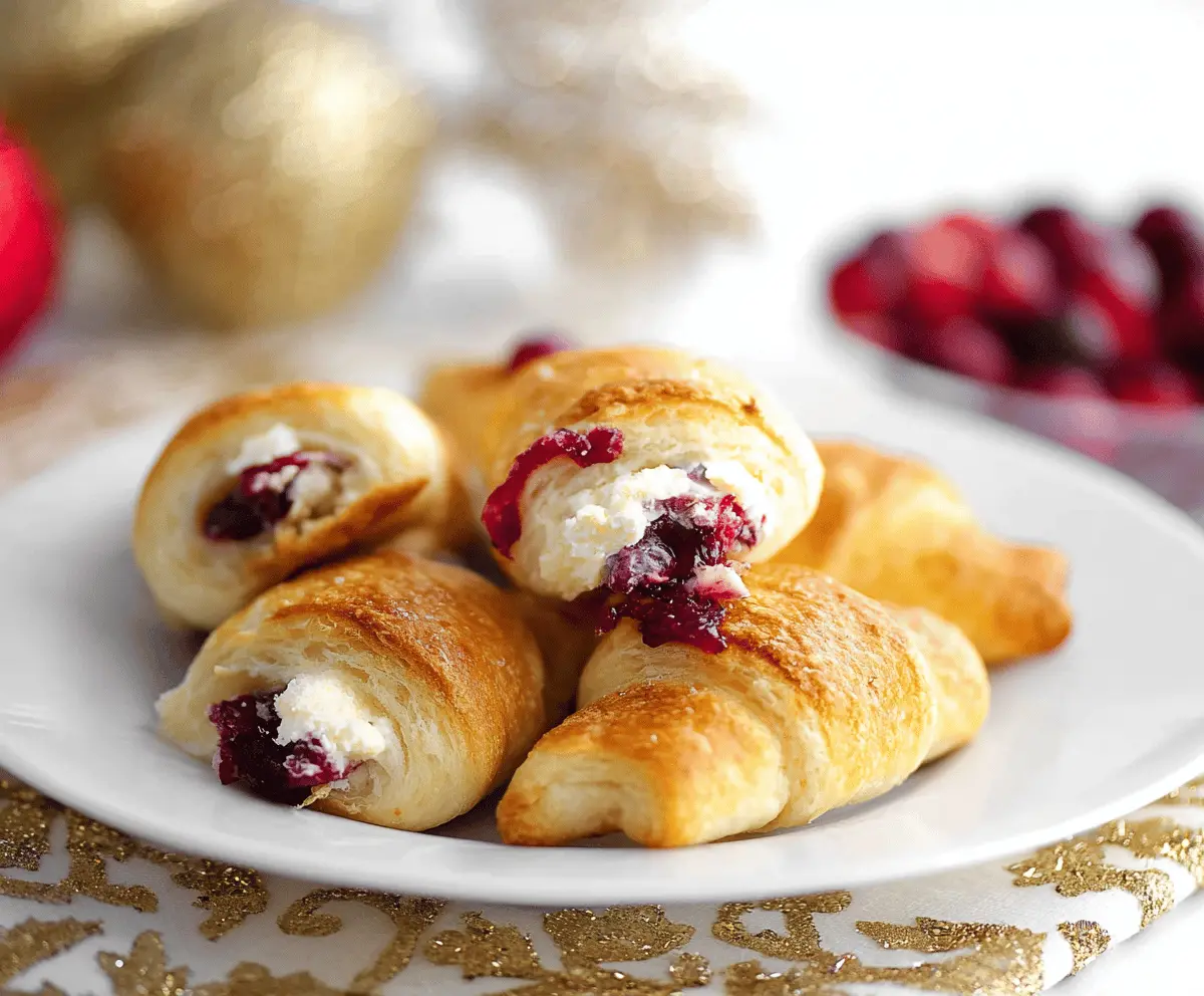 Delicious cranberry and cream cheese crescent bites perfect for the holiday season.