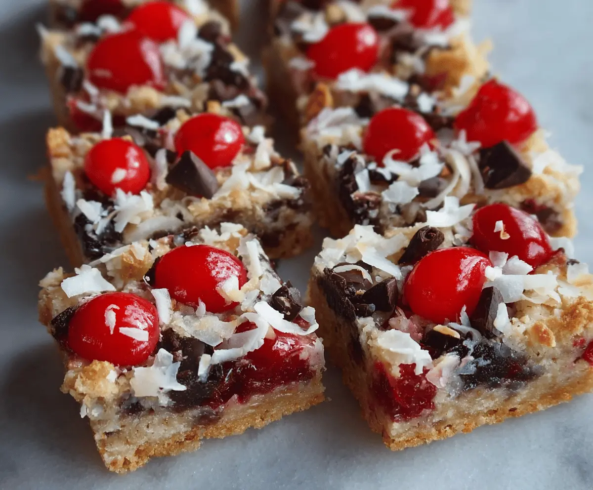 Delicious Cherry Magic Cookie Bars with cherries and a crunchy cookie crust