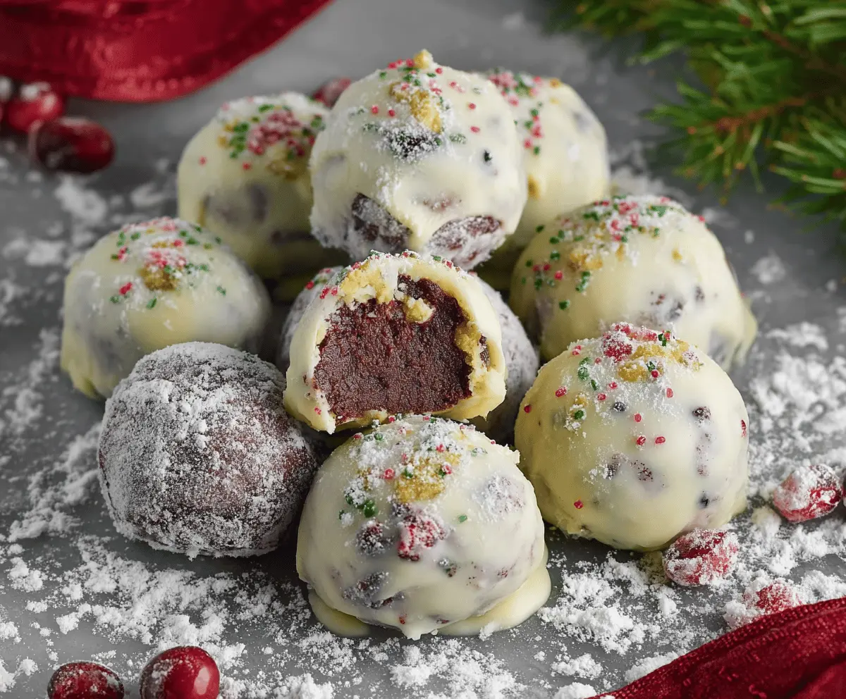 Delicious homemade Christmas truffles with festive chocolate coating for holiday celebrations