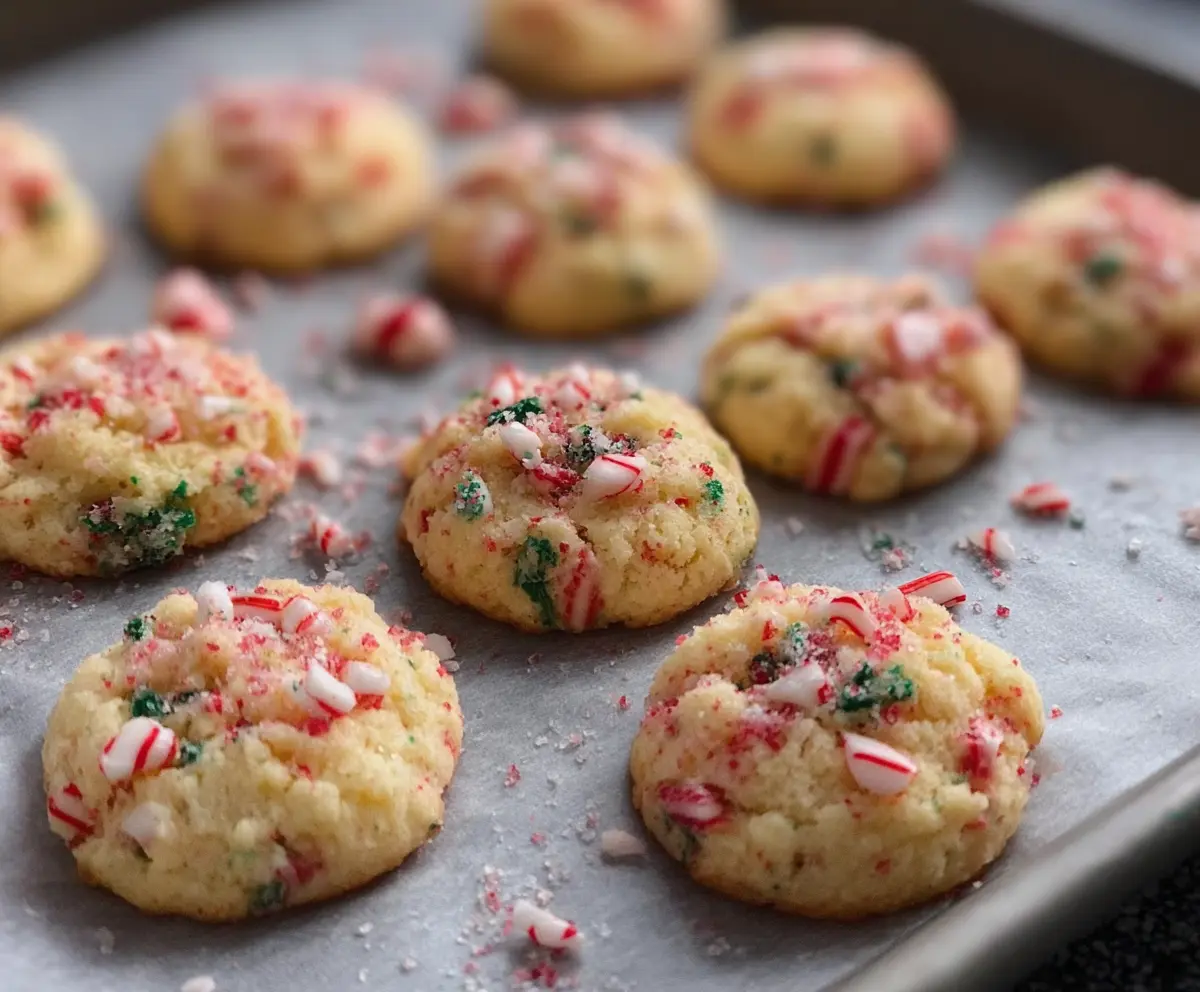 Easy Candy Cane Whipped Shortbread Cookies