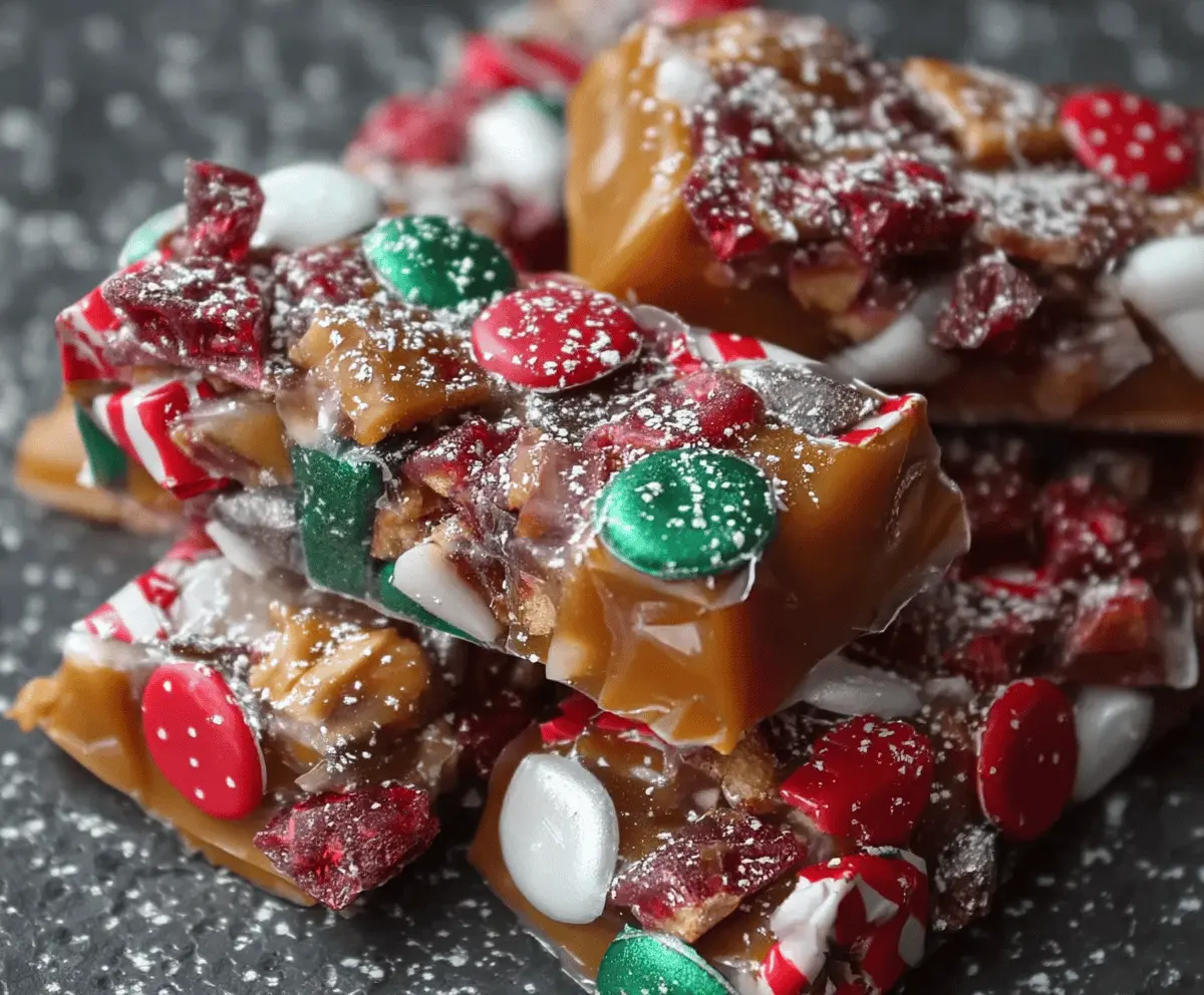 Sweet and colorful Christmas cracker candy with festive holiday decorations.