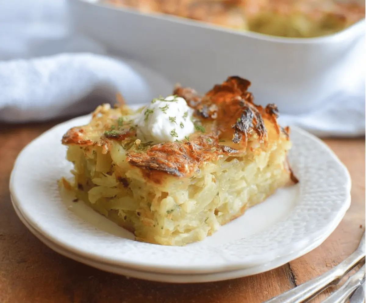 Delicious Passover Potato Kugel, a traditional Jewish casserole served during Passover celebrations.