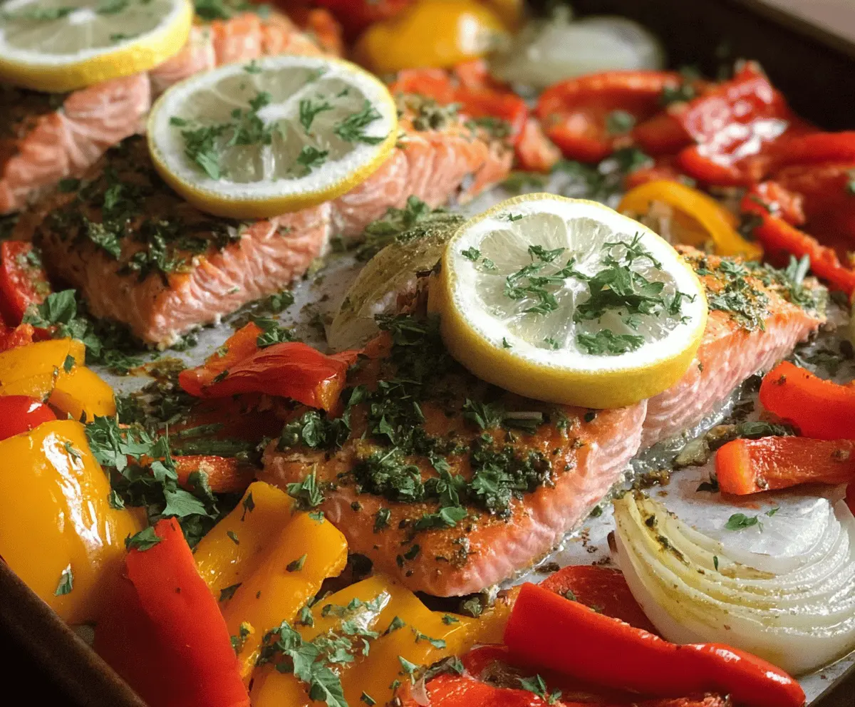 Sheet Pan Salmon and Bell Pepper Dinner