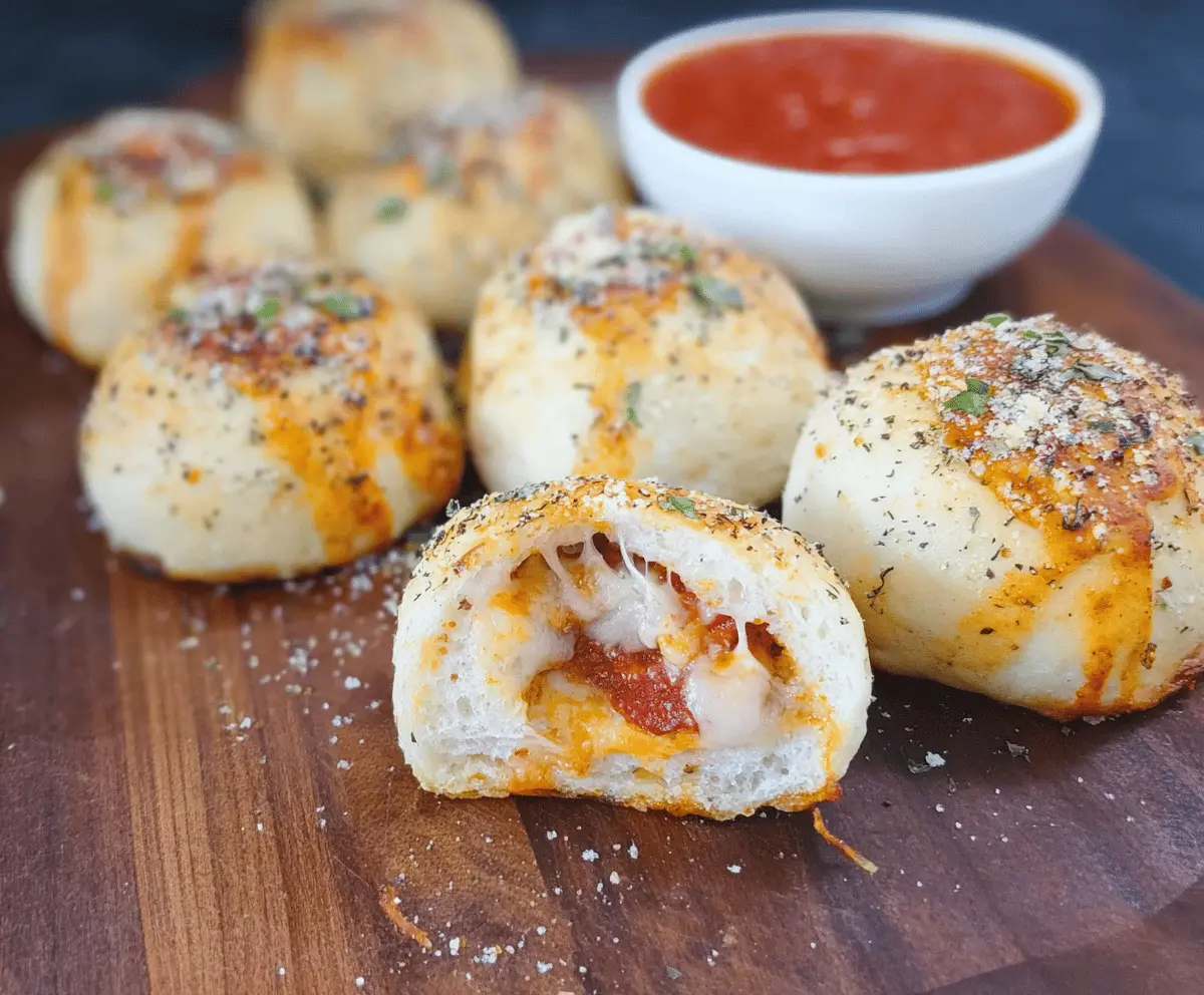 Delicious stuffed pizza rolls filled with melted cheese, pepperoni, and flavorful tomato sauce.