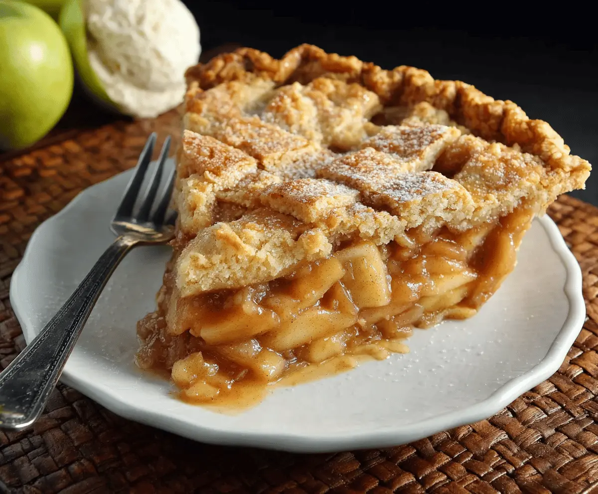 Delicious homemade vegan apple pie with golden crust and fresh apple slices