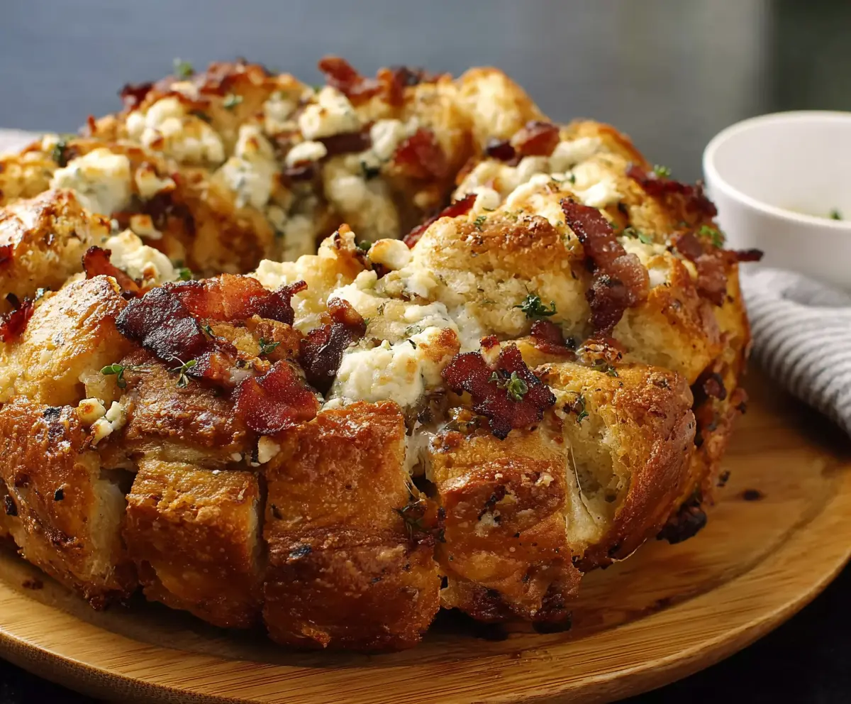 Delicious Bacon Gorgonzola Pull Aparts with crispy bacon and creamy blue cheese, perfect for sharing.