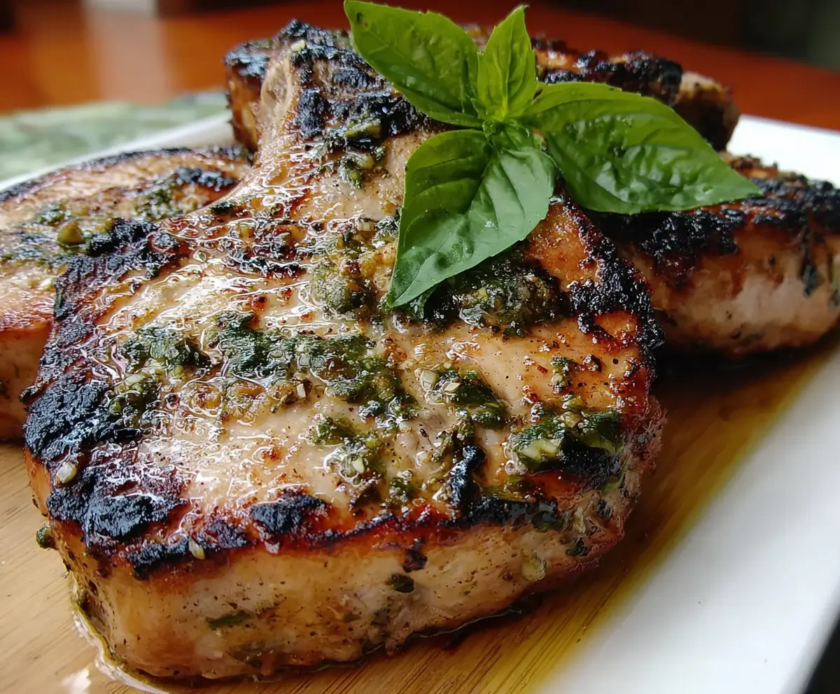 Basil-Garlic Grilled Pork Chops