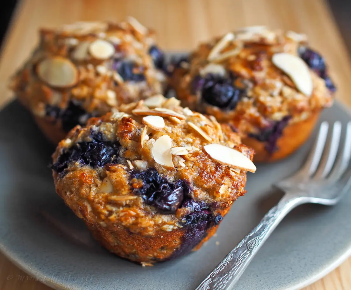 Blueberry-Pear-Ginger-Oatmeal Muffins