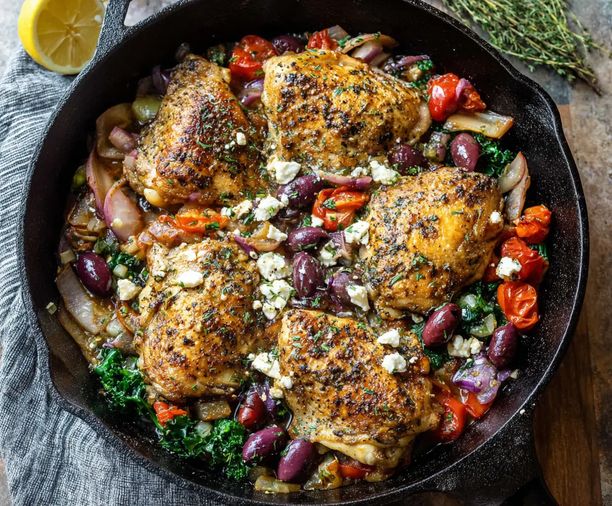 One Skillet High Protein Greek Chicken Recipe