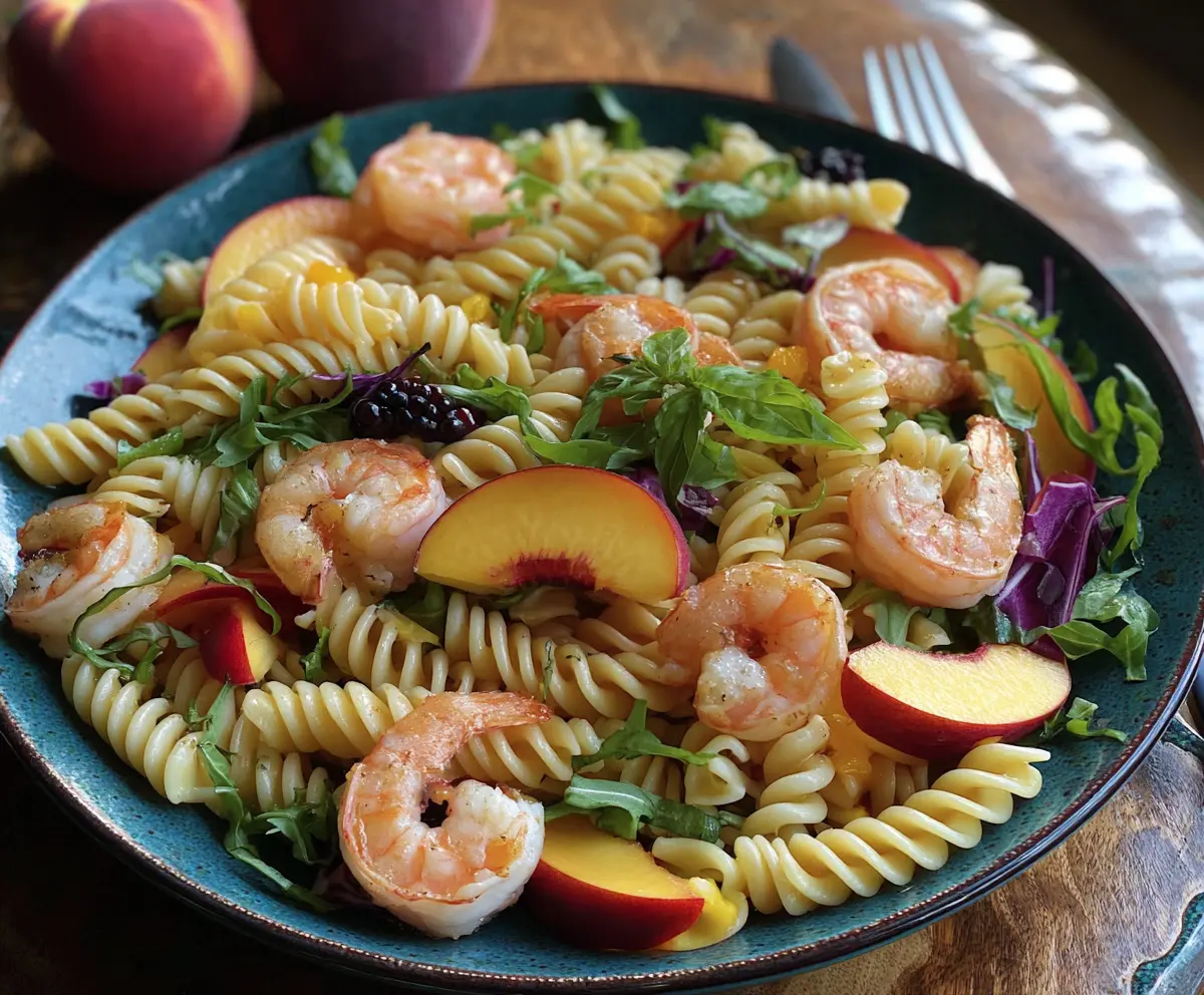 Peach & Shrimp Pasta Salad